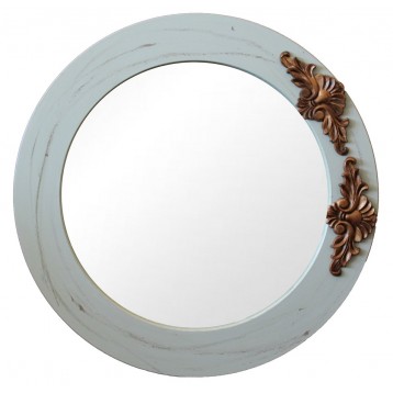 Oglinda si ornamente din lemn, pictate manual, diametru 53 cm